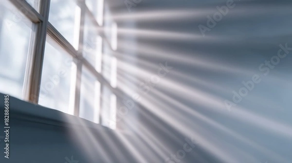 Fototapeta Sunlight Streaming Through a Window, Creating Soft Rays and Gentle Shadows in a Calm Indoor Space, Evoking Serenity and Tranquility in Nature's Beauty