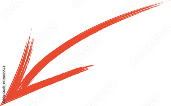 Fototapeta A red arrow marker is isolated on a transparent background. Hand-drawn red arrow icon.