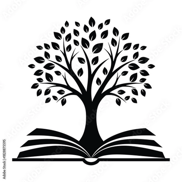Obraz Knowledge tree growing from open book symbol of education and learning vector