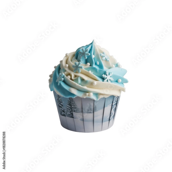 Obraz Delicious frosted cupcake with sprinkles isolated on transparent background