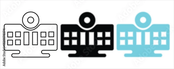 Obraz Computer monitor with webcam icon set for online communication and video calls