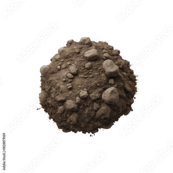 Fototapeta A small mound of soil and pebbles isolated on transparent background