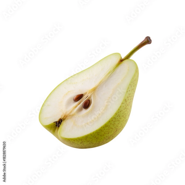 Obraz Half of a ripe green pear isolated on transparent background