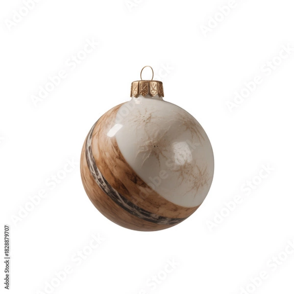 Obraz Elegant marbled christmas ornament isolated on transparent background