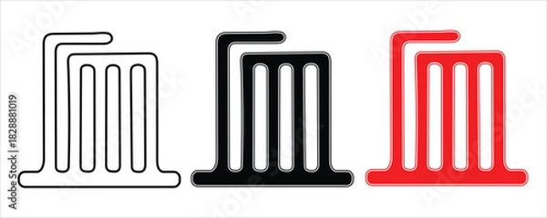 Obraz Stylized blood collection or donation icons in outline, solid black, and red