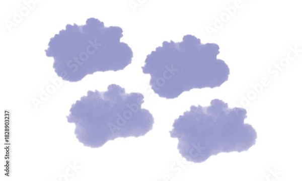Fototapeta Soft periwinkle watercolor ink clouds abstract design illustration