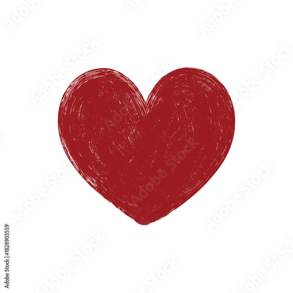 Fototapeta Red Grunge Heart - Textured Love Symbol for Valentine's and Romance Designs