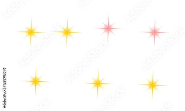 Fototapeta Vibrant starburst and sparkle light effects for creative designs