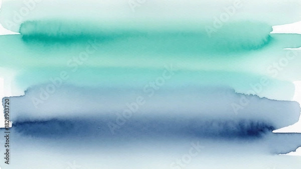 Obraz Stunning watercolor wash background in serene blues and greens for modern designs, adding a touch of elegance and tranquility to your projects
