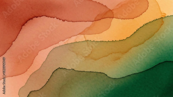 Obraz Earthy watercolor blend: Vibrant hues create a calming, organic texture perfect for backgrounds, digital art, and modern design projects