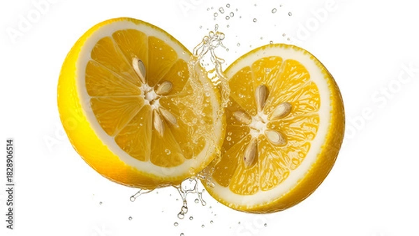 Obraz Vibrant Lemon Halves Isolated on Transparent Background Freshness in High Detail