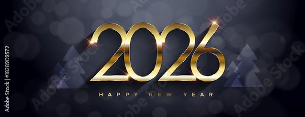 Obraz 2026 Happy New Year Greeting Card Gold