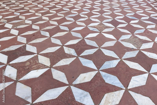 Fototapeta Detail des Fußbodenmusters im Taj Mahal in Agra, Indien