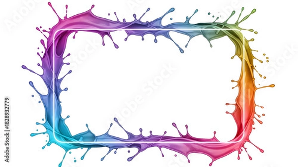Fototapeta Rainbow Splash Frame – Bold Color Burst with Double Border for Design, Posters & Social Media
