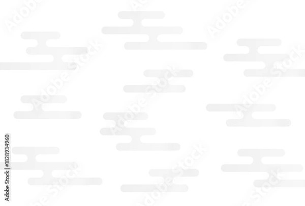 Obraz 薄いグレーの日本の伝統的な文様のエ霞/えがすみ - シンプルでおしゃれな和風の霞や雲の背景･あしらい