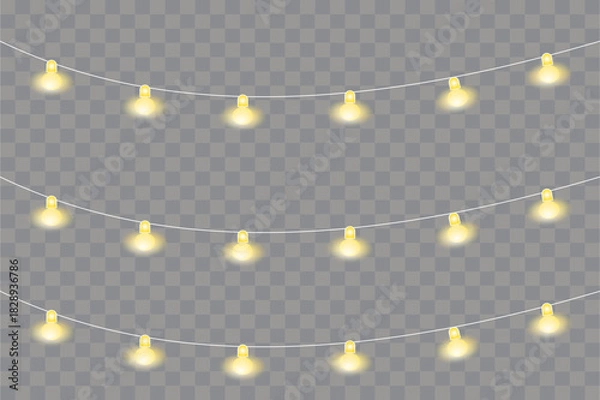 Obraz Colorful Vector String Lights Pattern with Soft Glow — AI Generated Decorative Design
