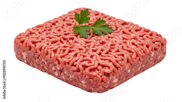 Obraz Raw ground beef isolated on a transparent background, a fresh ingredient for cooking