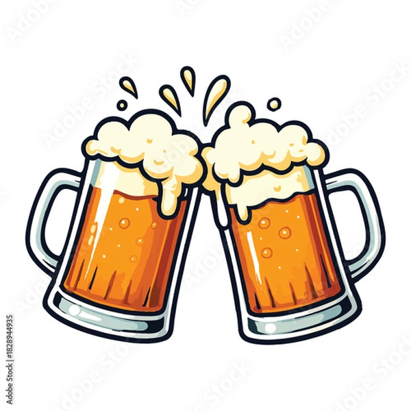 Obraz Two toasting beer mugs, Cheers.