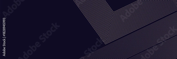 Fototapeta Abstract elegant black background with shiny gold geometric lines. Modern gold diagonal rounded lines pattern.Horizontal banner template. Suitable for covers, posters, presentations, vectors
