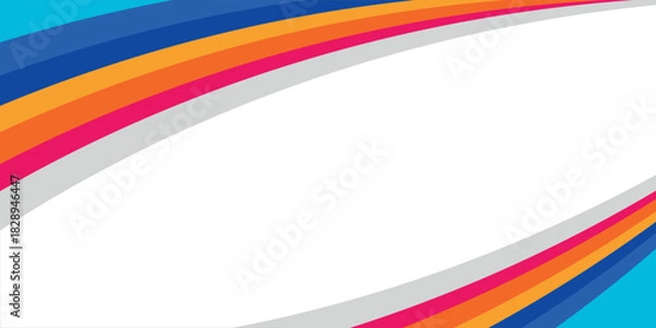 Fototapeta Simple blue and orange geometric business banner design. creative banner design with wave shapes and lines on white background for template.