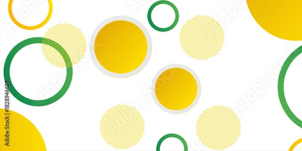 Fototapeta Green and yellow circle banner background. Vector abstract graphic design banner pattern background template.