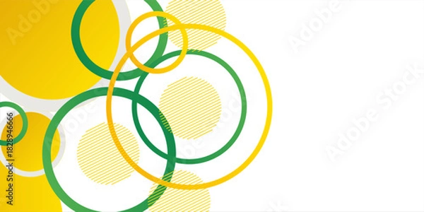 Fototapeta Green and yellow circle banner background. Vector abstract graphic design banner pattern background template.