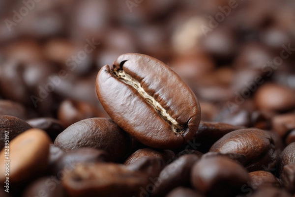 Obraz roasted coffee beans on a dark background. close-up.