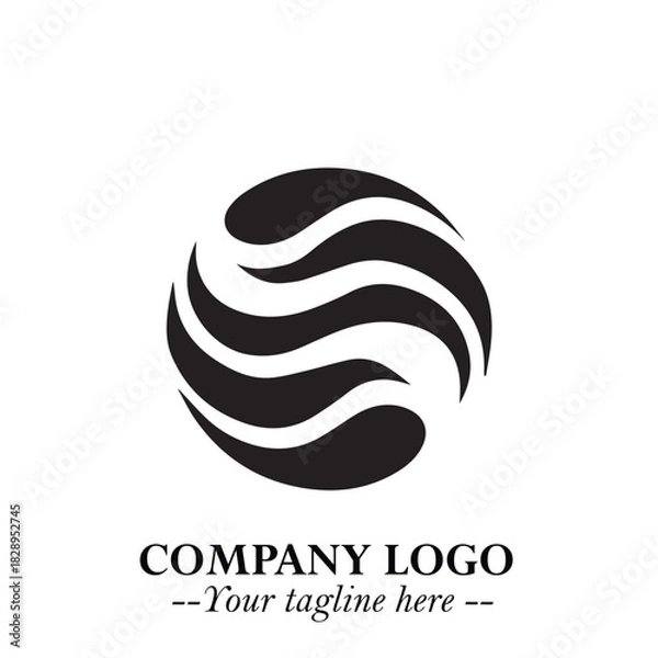 Obraz Elegant Black Wave Logo Symbol on a Clean White Background for Modern Minimalist Branding Design Art