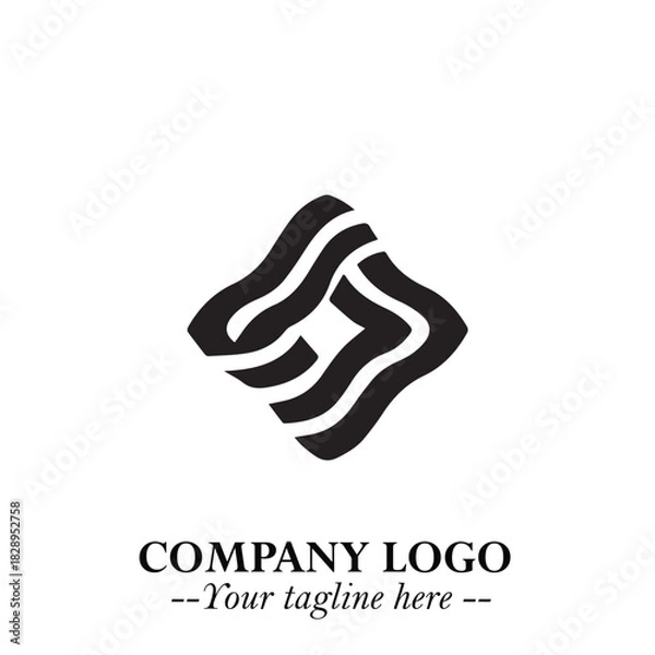 Obraz Elegant Black Wave Logo Symbol on a Clean White Background for Modern Minimalist Branding Design Art