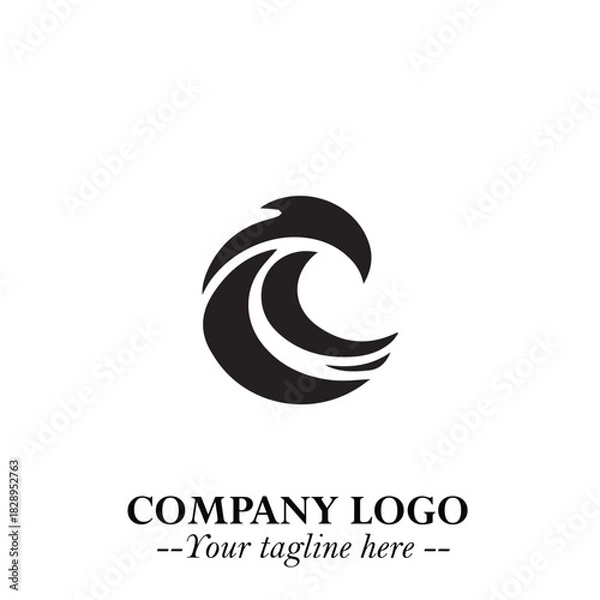 Obraz Elegant Black Wave Logo Symbol on a Clean White Background for Modern Minimalist Branding Design Art