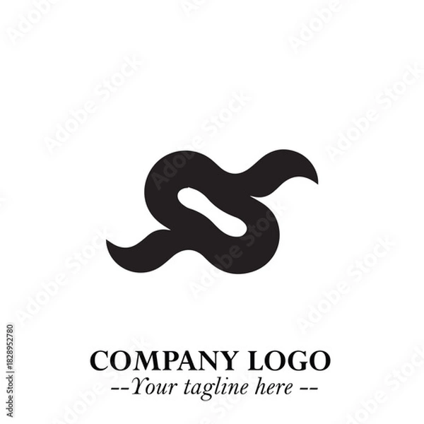 Obraz Elegant Black Wave Logo Symbol on a Clean White Background for Modern Minimalist Branding Design Art