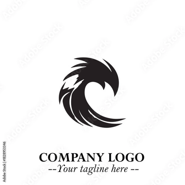 Obraz Elegant Black Wave Logo Symbol on a Clean White Background for Modern Minimalist Branding Design Art