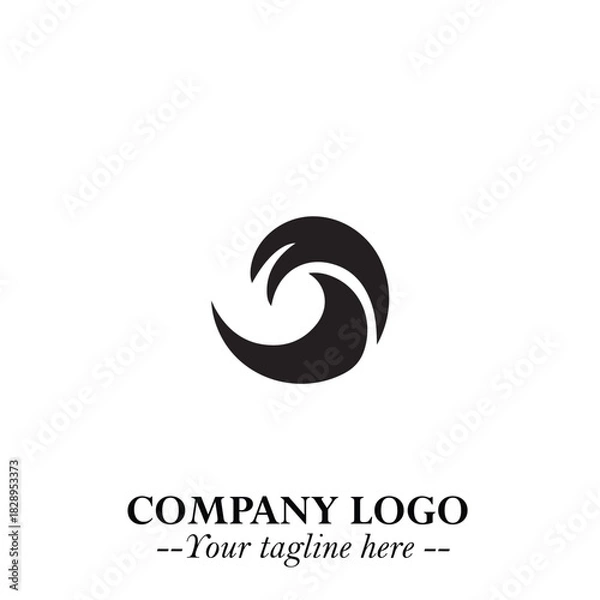 Obraz Elegant Black Wave Logo Symbol on a Clean White Background for Modern Minimalist Branding Design Art