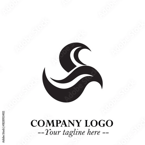 Obraz Elegant Black Wave Logo Symbol on a Clean White Background for Modern Minimalist Branding Design Art