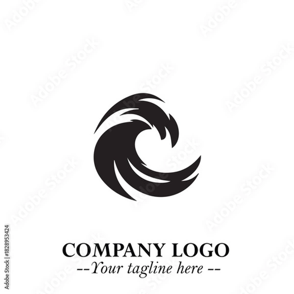 Obraz Elegant Black Wave Logo Symbol on a Clean White Background for Modern Minimalist Branding Design Art