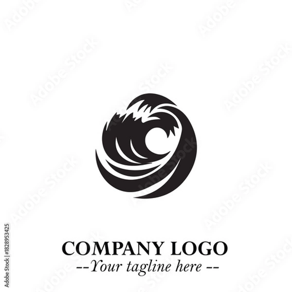 Obraz Elegant Black Wave Logo Symbol on a Clean White Background for Modern Minimalist Branding Design Art