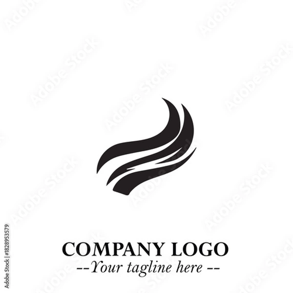 Obraz Elegant Black Wave Logo Symbol on a Clean White Background for Modern Minimalist Branding Design Art