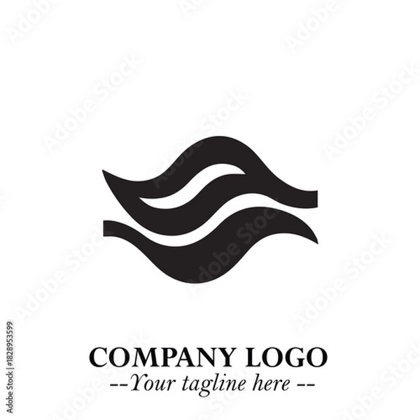 Obraz Elegant Black Wave Logo Symbol on a Clean White Background for Modern Minimalist Branding Design Art