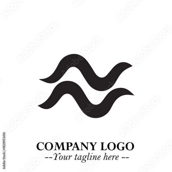 Obraz Elegant Black Wave Logo Symbol on a Clean White Background for Modern Minimalist Branding Design Art