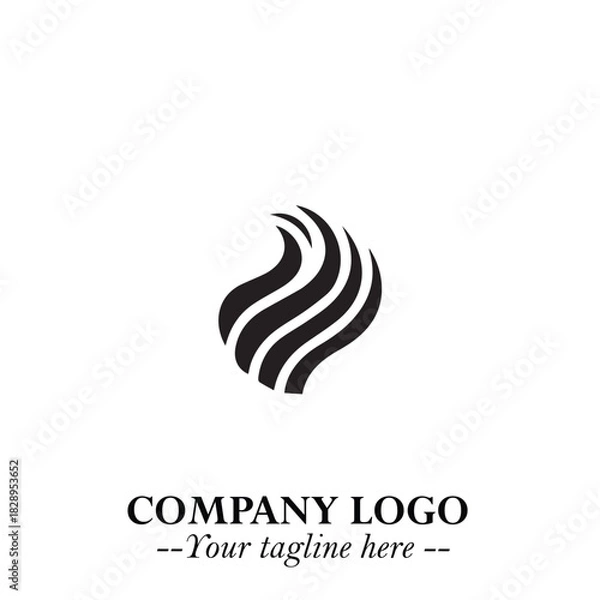 Obraz Elegant Black Wave Logo Symbol on a Clean White Background for Modern Minimalist Branding Design Art