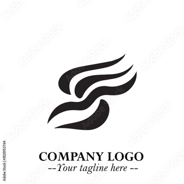 Obraz Elegant Black Wave Logo Symbol on a Clean White Background for Modern Minimalist Branding Design Art