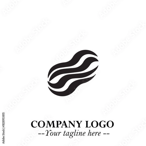 Obraz Elegant Black Wave Logo Symbol on a Clean White Background for Modern Minimalist Branding Design Art