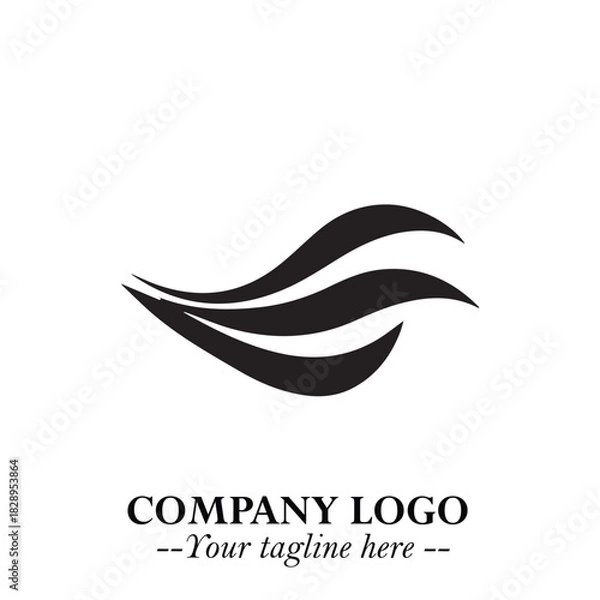 Obraz Elegant Black Wave Logo Symbol on a Clean White Background for Modern Minimalist Branding Design Art