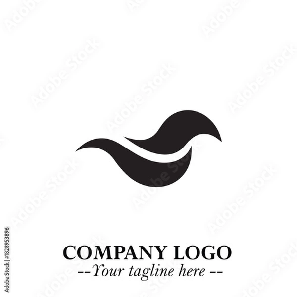 Obraz Elegant Black Wave Logo Symbol on a Clean White Background for Modern Minimalist Branding Design Art