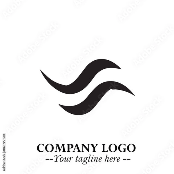 Obraz Elegant Black Wave Logo Symbol on a Clean White Background for Modern Minimalist Branding Design Art