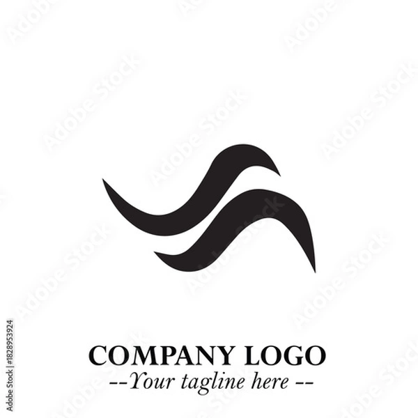 Obraz Elegant Black Wave Logo Symbol on a Clean White Background for Modern Minimalist Branding Design Art