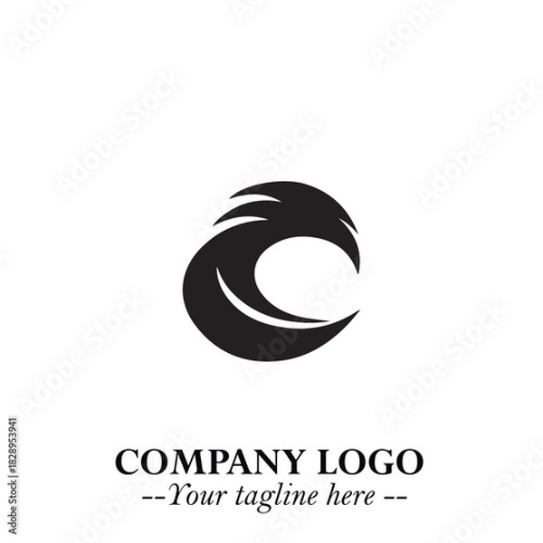 Obraz Elegant Black Wave Logo Symbol on a Clean White Background for Modern Minimalist Branding Design Art