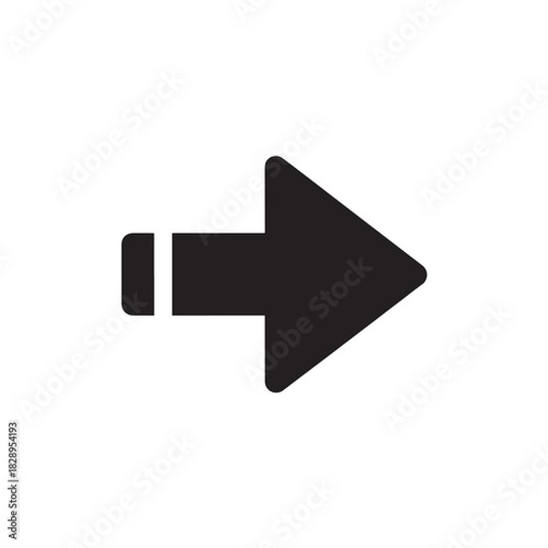 Obraz Simple right arrow icon flat vector glyph design isolated on white background for user interface and navigation