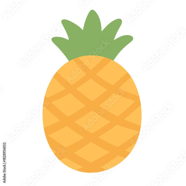 Fototapeta A vibrant illustration of a ripe pineapple, its textured skin and green leafy crown depicted in a simple, charming style, perfect for adding a tropical touch to any design.