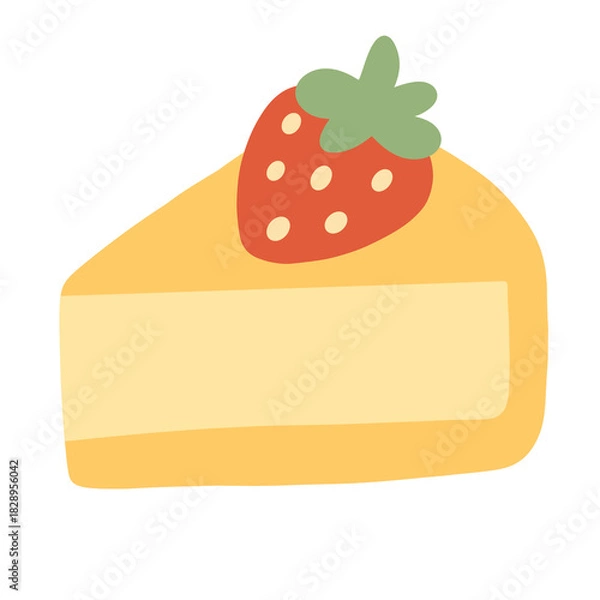 Fototapeta Sweet Strawberry Cheesecake: A delightful slice of creamy cheesecake adorned with a fresh, vibrant strawberry. A visual treat. 